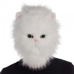 Mascara gato blanco con pelo