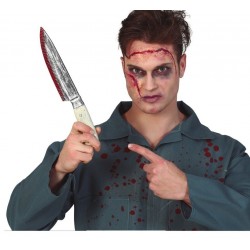 Cuchillo cocina con sangre halloween 33 cm