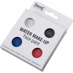 Paleta de maquillaje grimas rojo, azul, blanco y negro