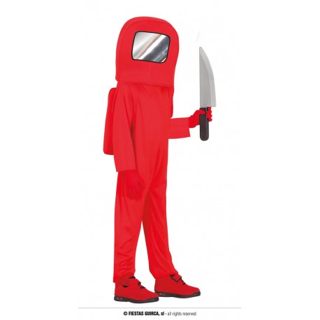 Disfraz Astronauta Among Us rojo para nino talla 5 6 anos