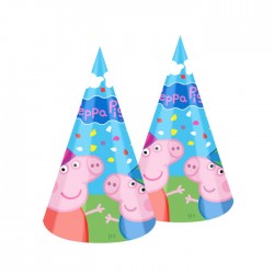 Gorros Peppa Pig cumpleaños 6 uds