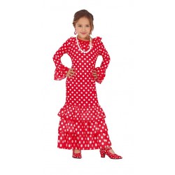 Disfraz sevillana vestido rojo para niña tallas