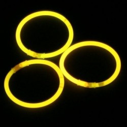 Pulseras glow 100 uds amarillas unicolor brillan en la oscuridad