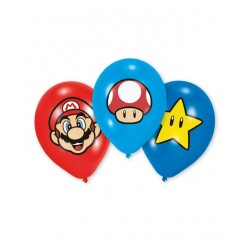 Globos super mario bros 6 uds 28 cm