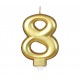 Vela numero 8 oro 8 cm