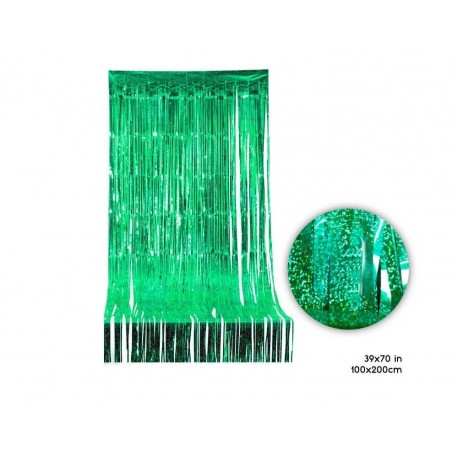 Cortina flecos verde brillante 1x2 metros