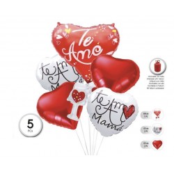 Globos dia de la madre corazon te amo y corazones 5 uds