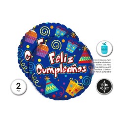 Globo feliz cumpleanos cupcakes y detalles 2 uds 45 cm