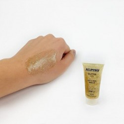 Maquillaje glitter gel oro