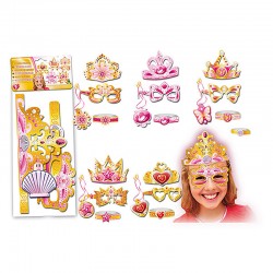 Kit accesorios princesas corona colgante y gafas carton