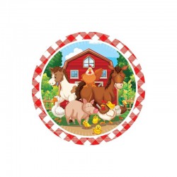 Platos cumplaños animales granja 8 uds 18 cm