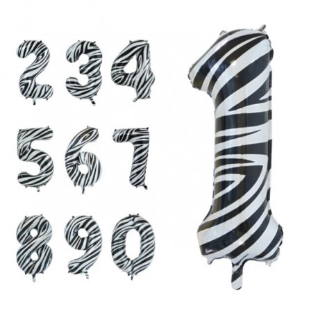 Globo Numero 1 Zebra 86 cm helio o aire