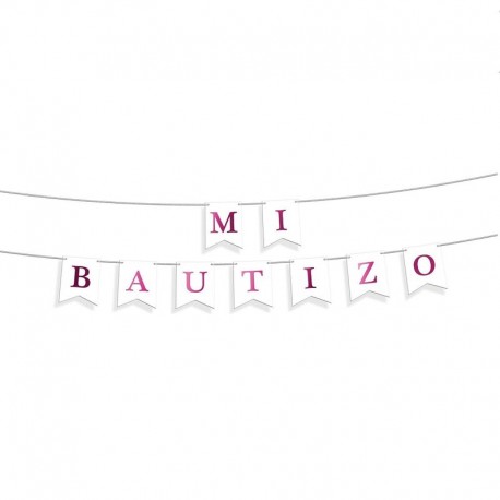 Guirnalda Mi Bautizo rosa 3 metros