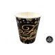 Vasos Feliz cumpleanos negro y oro 12 uds