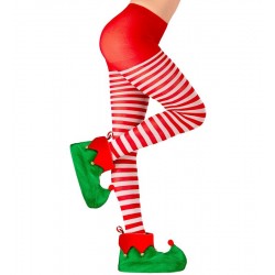 Pantys medias blancas y rojas elfo navidad talla estandar mujer