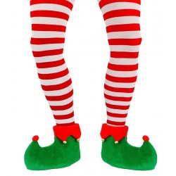 Pantys medias blancas y rojas elfo navidad talla XL