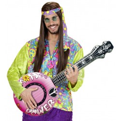 Guitarra hippie Banjo inflable rosa 100 cm