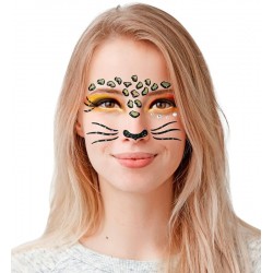 Maquillaje para cara leopardo glitter