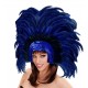 Tocado brasileno carnaval con plumas azules