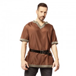 Camisa medieval marron para hombre talla 52