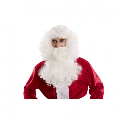 Peluca y barba Papa Noel blanca