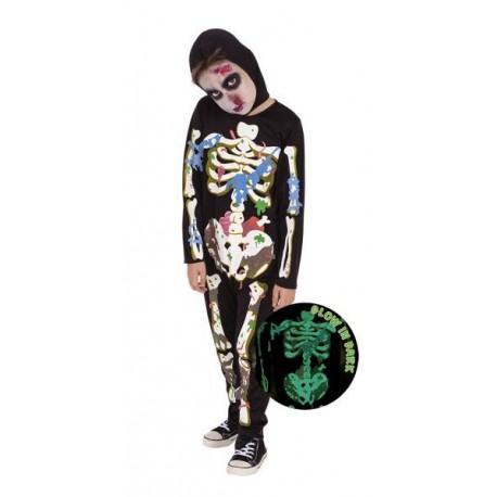 Disfraz esqueleto brilla en la oscuridad infantil