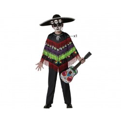 Poncho mejicano dia muertos infantil