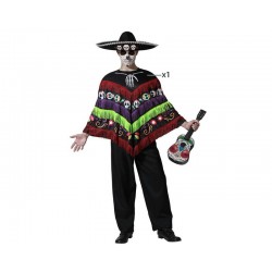 Poncho mejicano dia muertos para adulto