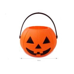 Cesto calabaza naranja 18 cm recogecaramelos halloween