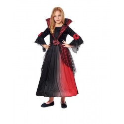 Disfraz Vampiresa rojo y negro deluxe para niña