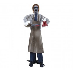 Figura Zombie con motosierra 170 cm luz sonido y movimiento