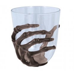 Vasos transparente con mano esqueleto negra 95 cm