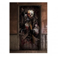 Decoracion puerta Jason asesino hacha 80x180 cm