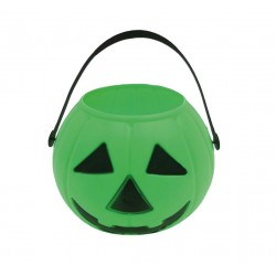 Cesto calabaza verde 15 cm para halloween