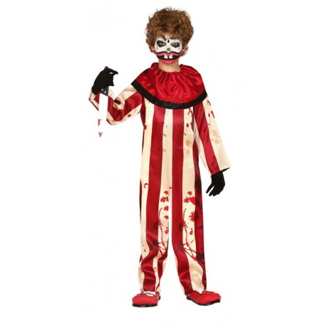 Disfraz payaso asesino rayas para halloween infantil