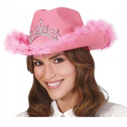 Sombrero vaquero rosa con boa harry styles
