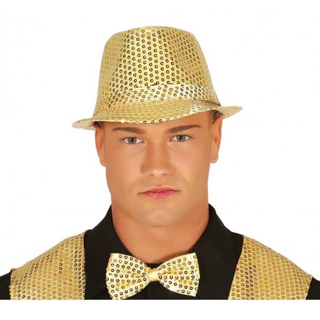 Sombrero gangster oro con lentejuelas