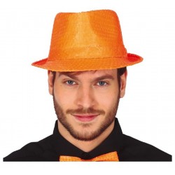 Sombrero gangster naranja neon lentejuelas