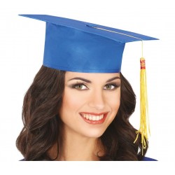 Birrete azul sombrero estudiante tela