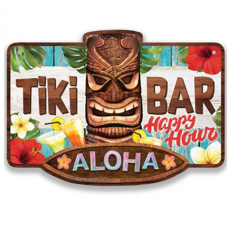 Cartel Tiki Bar fiesta Hawaiana 25x35 cm
