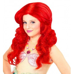 Peluca sirena roja Ariel para niña Sirenita