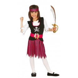Disfraz pirata rosa para niña con falda