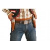 Cartuchera marron doble con 2 pistolas vaquero