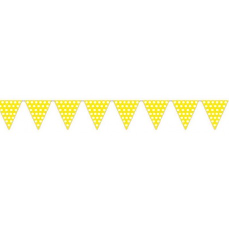 Banderas triangulares plastico amarillo puntos 5 m