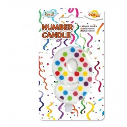 Vela confetti numero 9 para tarta cumpleanos