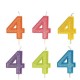 Vela numero 4 colores surtidos cumpleaños tarta