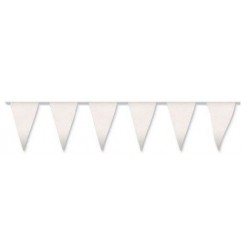 Banderas triangulares plastico blanco 5 metros 20x30 cm
