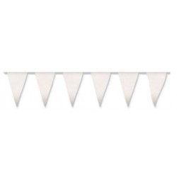 Banderas triangulares plastico blanco 5 metros 20x30 cm