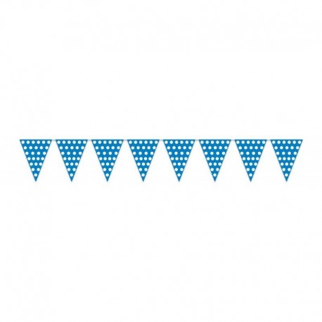 Banderas triangulares plastico azul puntos 5 metros 20x30 cm
