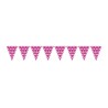 Banderas triangulares plastico rosa puntos 5 metros 20x30 cm
